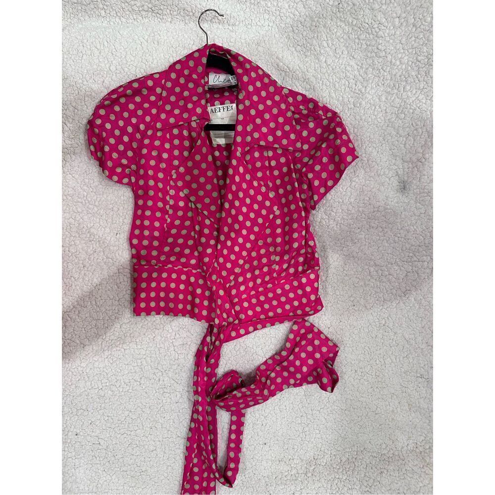 MOSCHINO vintage top size 8 women’s pink and green polka dots